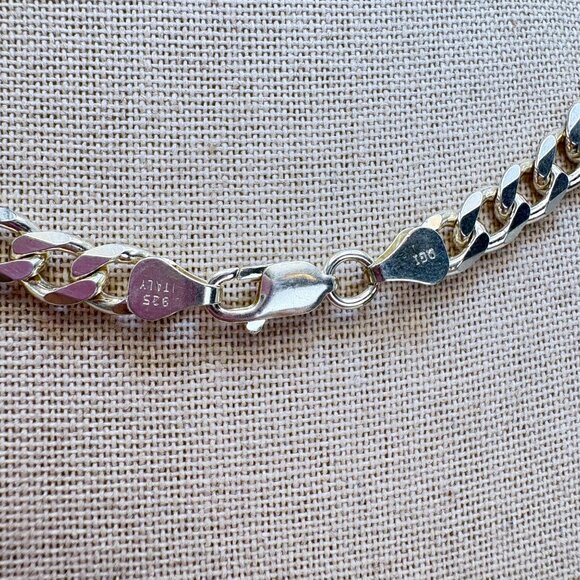VTG Sterling Silver 925 Heavy Curb Link Chain Necklace Size 24" Length - Picture 6 of 12